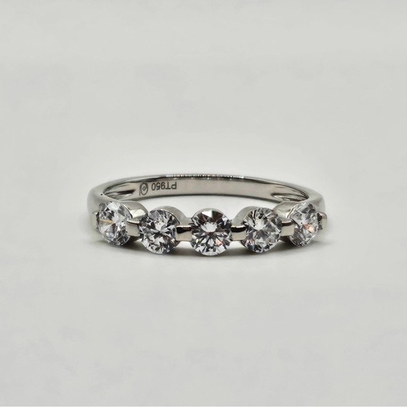 Jewelry - 1.00 CT 950 Platinum Brilliant Round Five Stones VS2 Lab Diamond Ring Band
